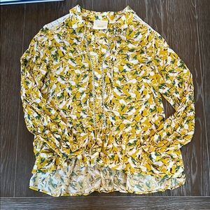 Maeve Yellow Ruffled Long Sleeve Rabbit Blouse